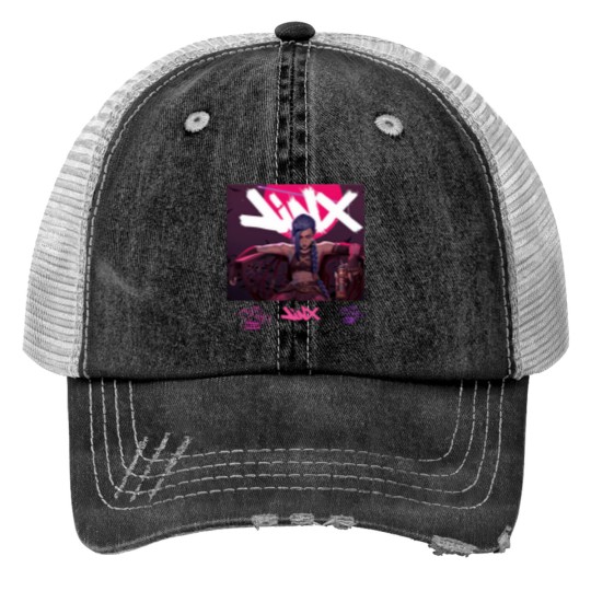 Discover Jinx Arcane Print Trucker Hats