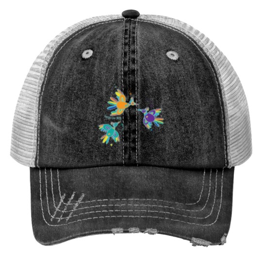 Discover Feathered Friends in Flight Premium Scoop Print Trucker Hats