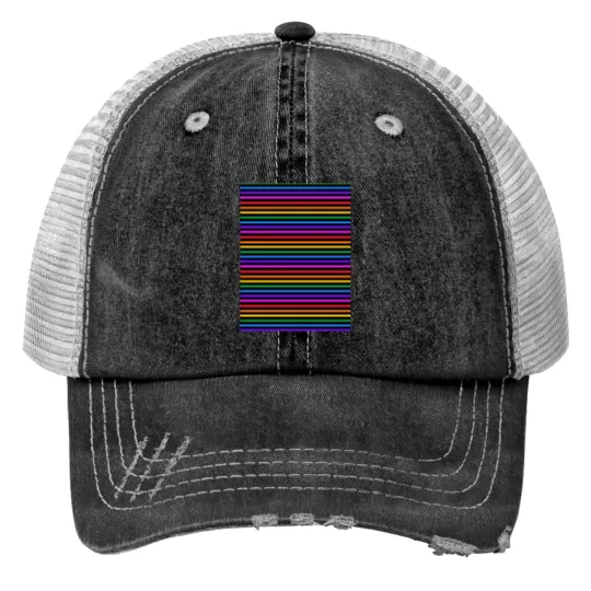 Discover Blacks and rainbows stripes - horizontal  -1 Print Trucker Hats
