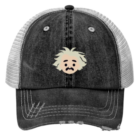 Discover Little Albert Einstein bobblehead with white hair Print Trucker Hats