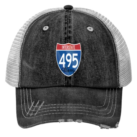 Discover 495 Sign Strong Long islands New York Interstate Long islands New York Raised Me Print Trucker Hats