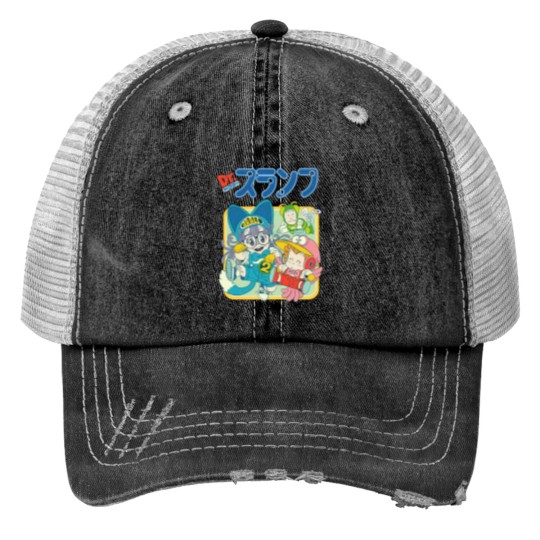 Discover Arale Dr.Slump Print Trucker Hats