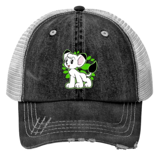 Discover White Lion Print Trucker Hats