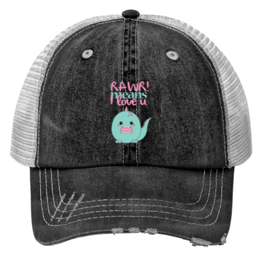 Discover RAWR! means I loves you Oversized Print Trucker Hats