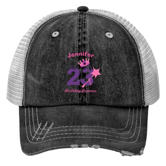 Discover Birthday Girl Custom Name Age Print Trucker Hats