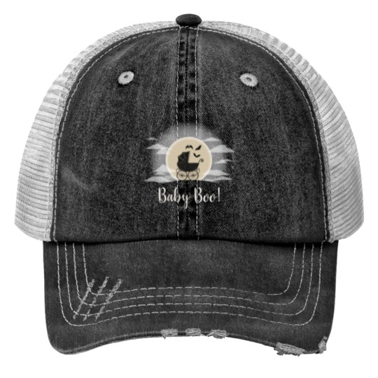 Discover Gothic Baby Shower Halloween Carriage Print Trucker Hats