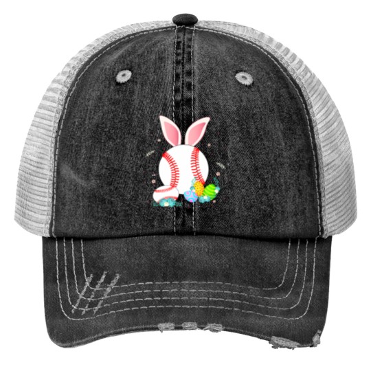 Discover Baseball Easter Egg Women Men Teen Girls Boys Print Trucker Hats