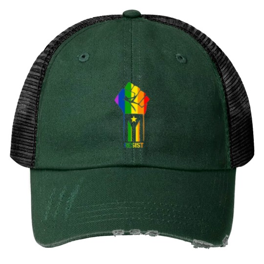 Discover LGBT Resist Fist Print Trucker Hats