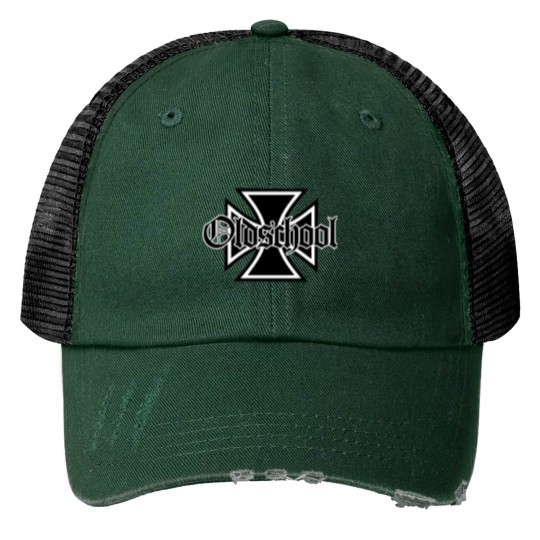 Discover Old School Text Print Trucker Hats