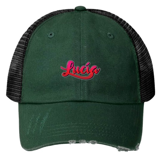 Discover Lucia name with pink letters - Blacks with gradient and shadows Print Trucker Hats