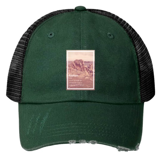 Discover Explore meaning  Long Print Trucker Hats