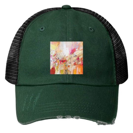 Discover Red White Gold Print Trucker Hats