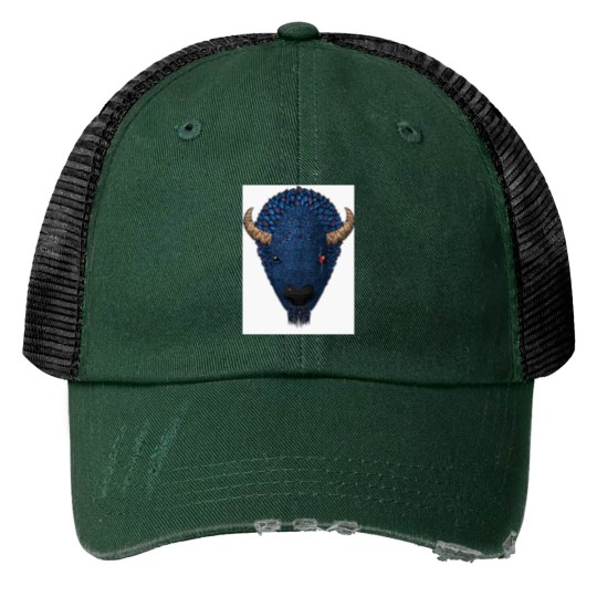 Discover Blue Buffaloss Head Print Trucker Hats