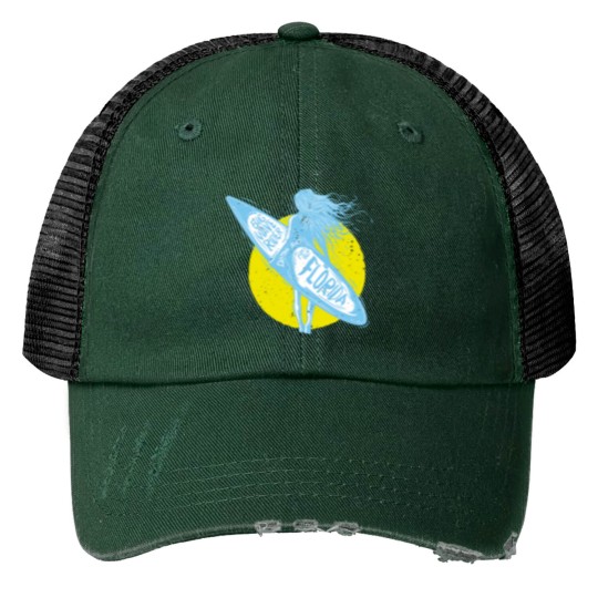 Discover Retro Daytona Beach - Ponce Inlet - Floridas Print Trucker Hats