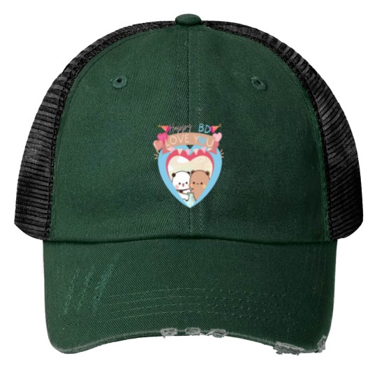 Discover BUBU DUDU PANDA BEAR loves HAPPY BIRTHDAY 2024 Print Trucker Hats