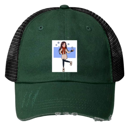 Discover Winter Long Print Trucker Hats