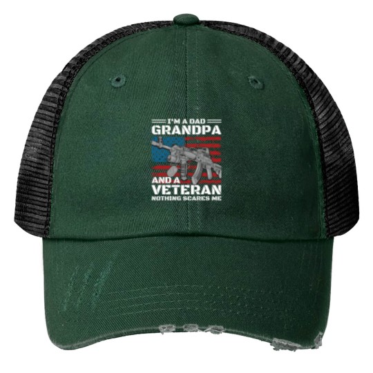 Discover Veteran Grandpa Patriotic Americans  flags Print Trucker Hats