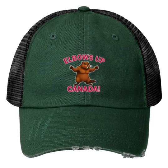 Discover Elbows Up Canada! Print Trucker Hats