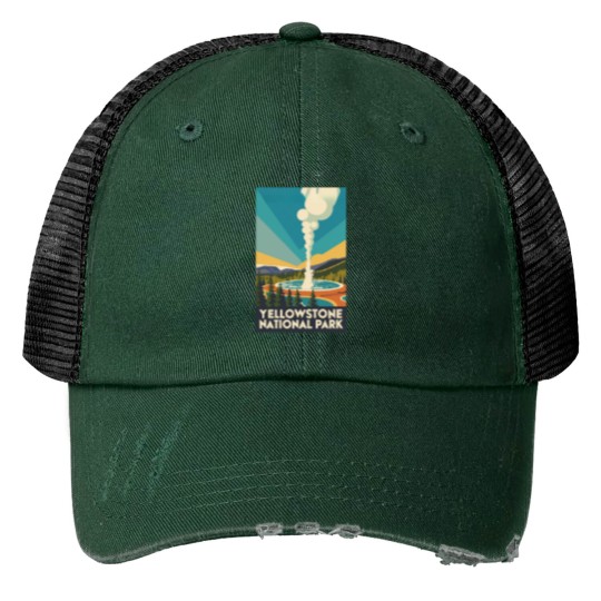 Discover A vintages Travel Art of the YStone National parks - Usss Print Trucker Hats