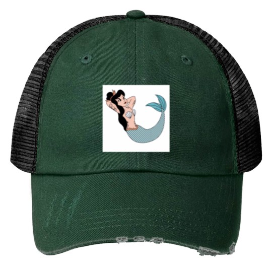 Discover Punks Mermaid Print Trucker Hats