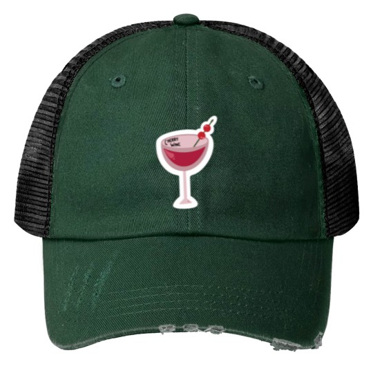 Discover Cherry wines cups Print Trucker Hats
