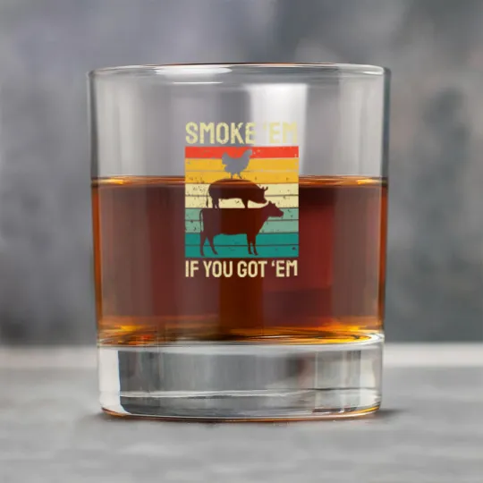 Discover Smoke Em If you Got Em BBQ - Funny Retro Smoking Rock Glasses