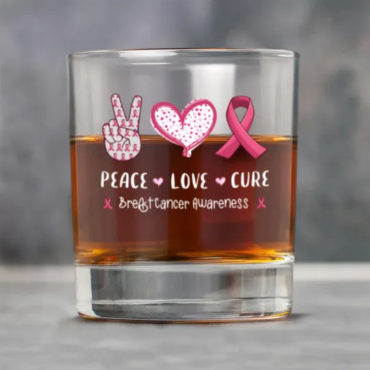 Discover Peace Love Cure Breast Cancer Awareness Rock Glasses