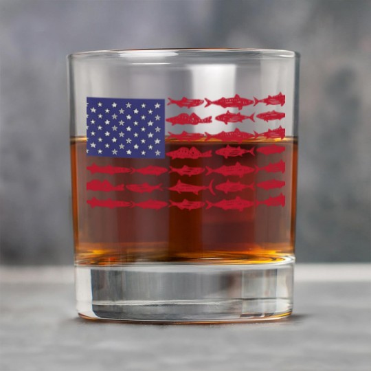Discover Vintage USA Fish American Flag Rock Glasses Fishing Gifts ABS001