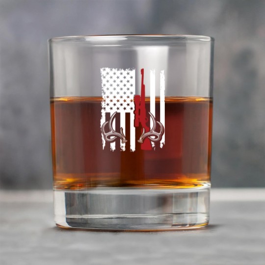 Discover Deer Hunting American Flag Rock Glasses