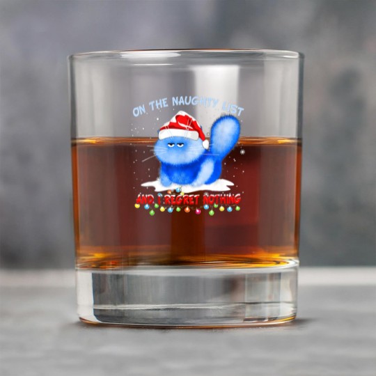 Discover On The Naughty List I Regret Nothing Cat Santa Rock Glasses