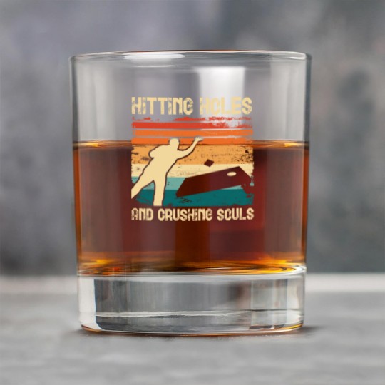 Discover Hitting Holes and Crushing Souls Cornhole Hole Rock Glasses