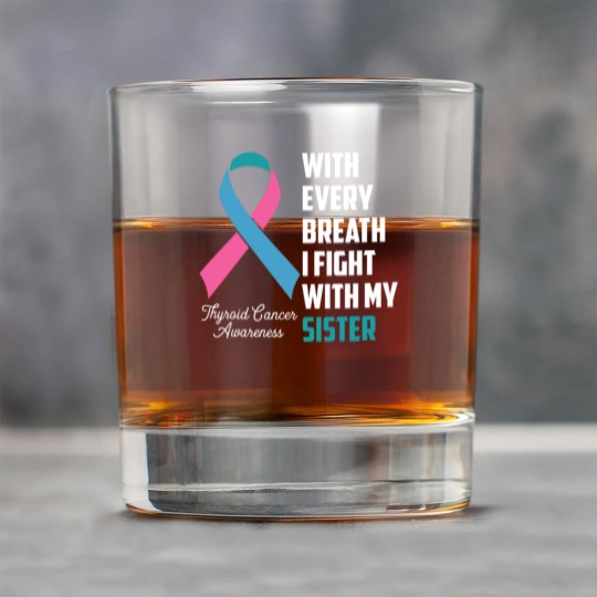 Discover Sister Thyroid Cancer Awareness Blue Pink Teal Rib Rock Glasses