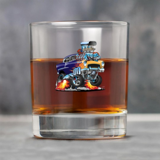 Discover Classic Fifties Hot Rod Muscle Car Cartoon - Car - Rock Glasses