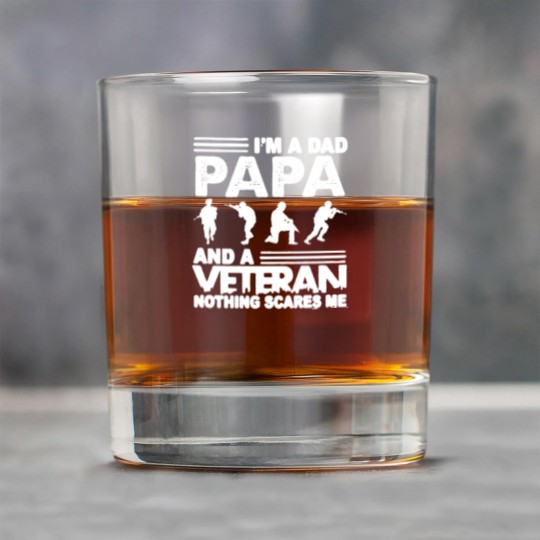 Discover I'M A DAD PAPA AND A VETERAN AND NOTHING SCARES ME Rock Glasses