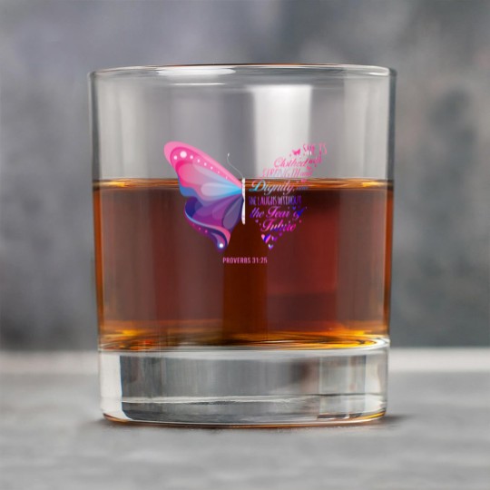 Discover Christian Bible Verse Proverbs 31:25 Butterfly Rock Glasses