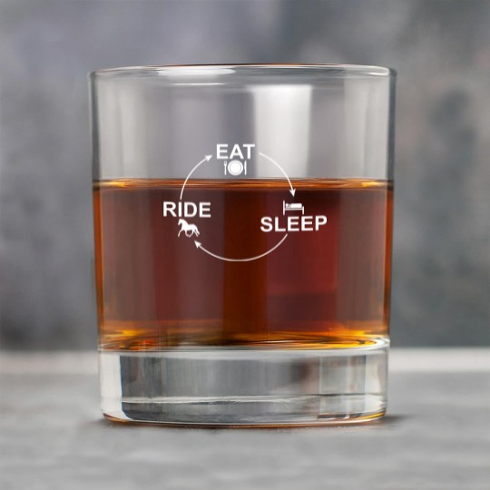 Discover Riding cycle: Eat-Sleep-Ride Repeat Horse 24/7 Rock Glasses