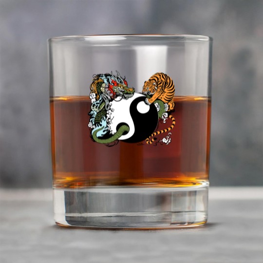 Discover dragon and tiger yin yang symbol Rock Glasses