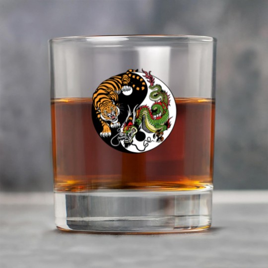Discover dragon and tiger yin yang symbol Rock Glasses