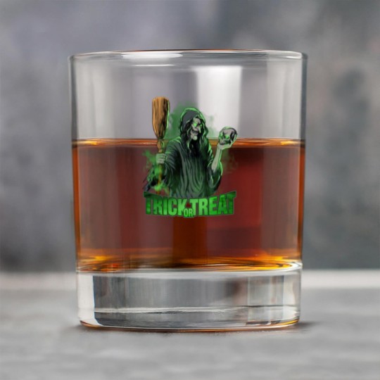 Discover Scary evil Witch with Skull and Broom Halloween Rock Glasses