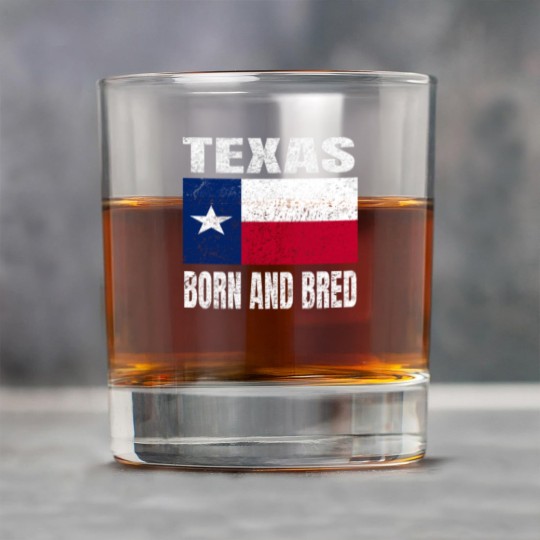 Discover Texas Born And Bred - Vintage Texas State Flag Rock Glasses