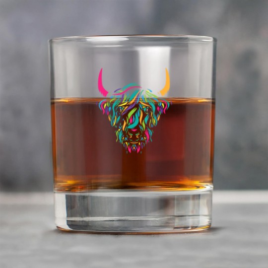 Discover Highland Cow Animal Print Colorful Cow Lover Gift Rock Glasses