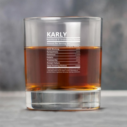 Discover Karly Name Rock Glasses - Karly Nutritional And Undenia Rock Glasses