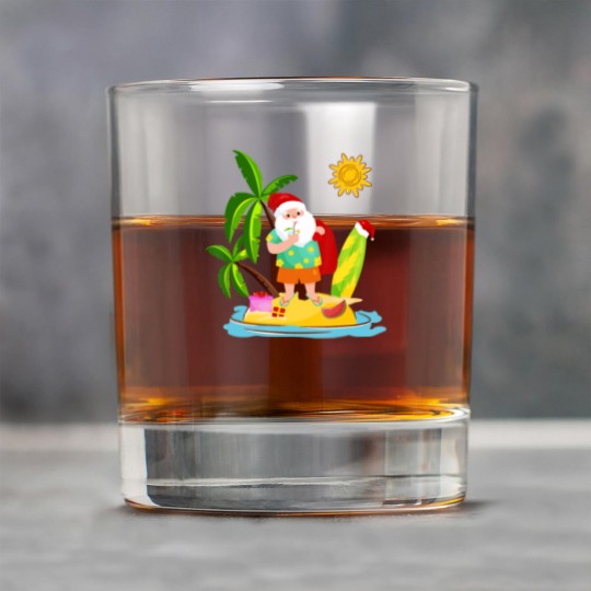 Discover Santa Surfing Christmas in July Summer Surf Gift Rock Glasses