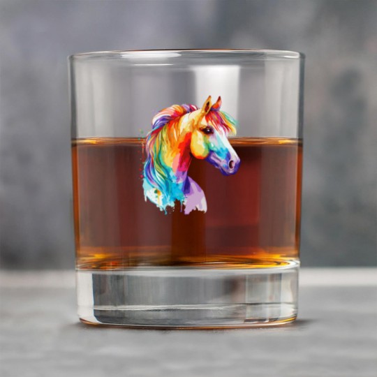 Discover Watercolor Horse Pony Colorful Pet Ponys Lover Rock Glasses