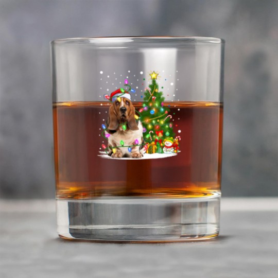 Discover Dog Basset Hound Lighting Xmas Tree Santa Basset Hound Dog Christmas Rock Glasses