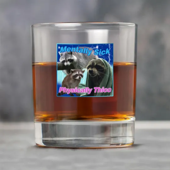 Discover Mentally Sick Physically Thicc Raccoon Meme Rock Glasses, Raccoon Tanuki Rock Glasses