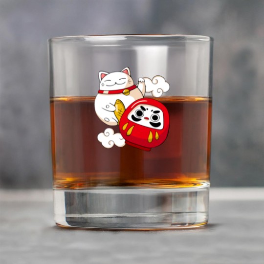 Discover Maneki Neko Lucky Cat Japanese Daruma Doll Kawaii Rock Glasses