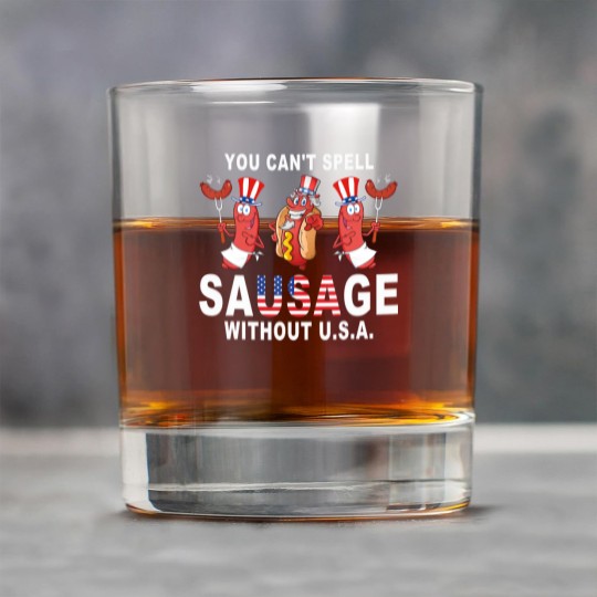 Discover you can spell sausage wihou usa 4h of july american flag shir Rock Glasses