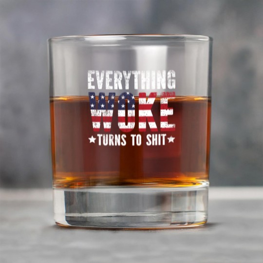 Discover Everything Woke turns to Shit Vintage USA Flag - Everything Woke Turns To Shit - Rock Glasses