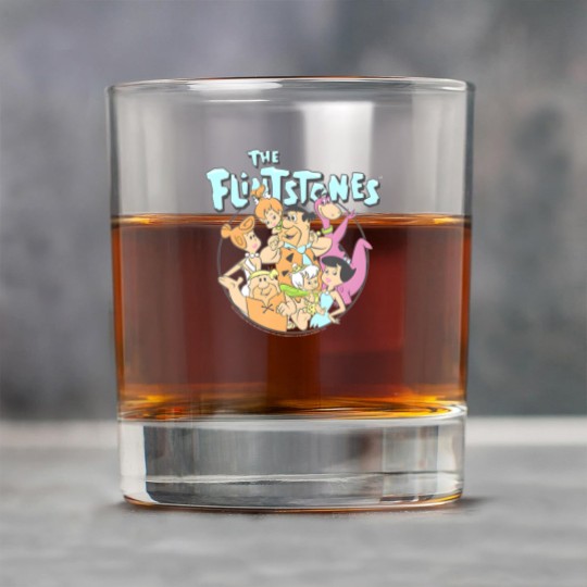 Discover the flintstones group shot family classic vintage logo t Rock Glasses
